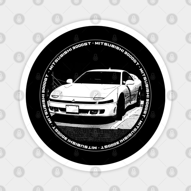 MITSUBISHI 3000GT Black 'N White 4 (Black Version) Magnet by Cero